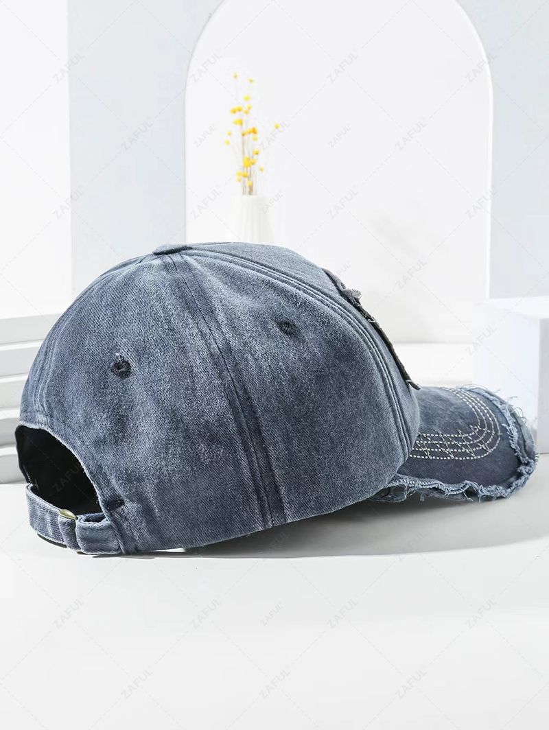 Men's Hats Letter Embroidered Patched Frayed Baseball Cap