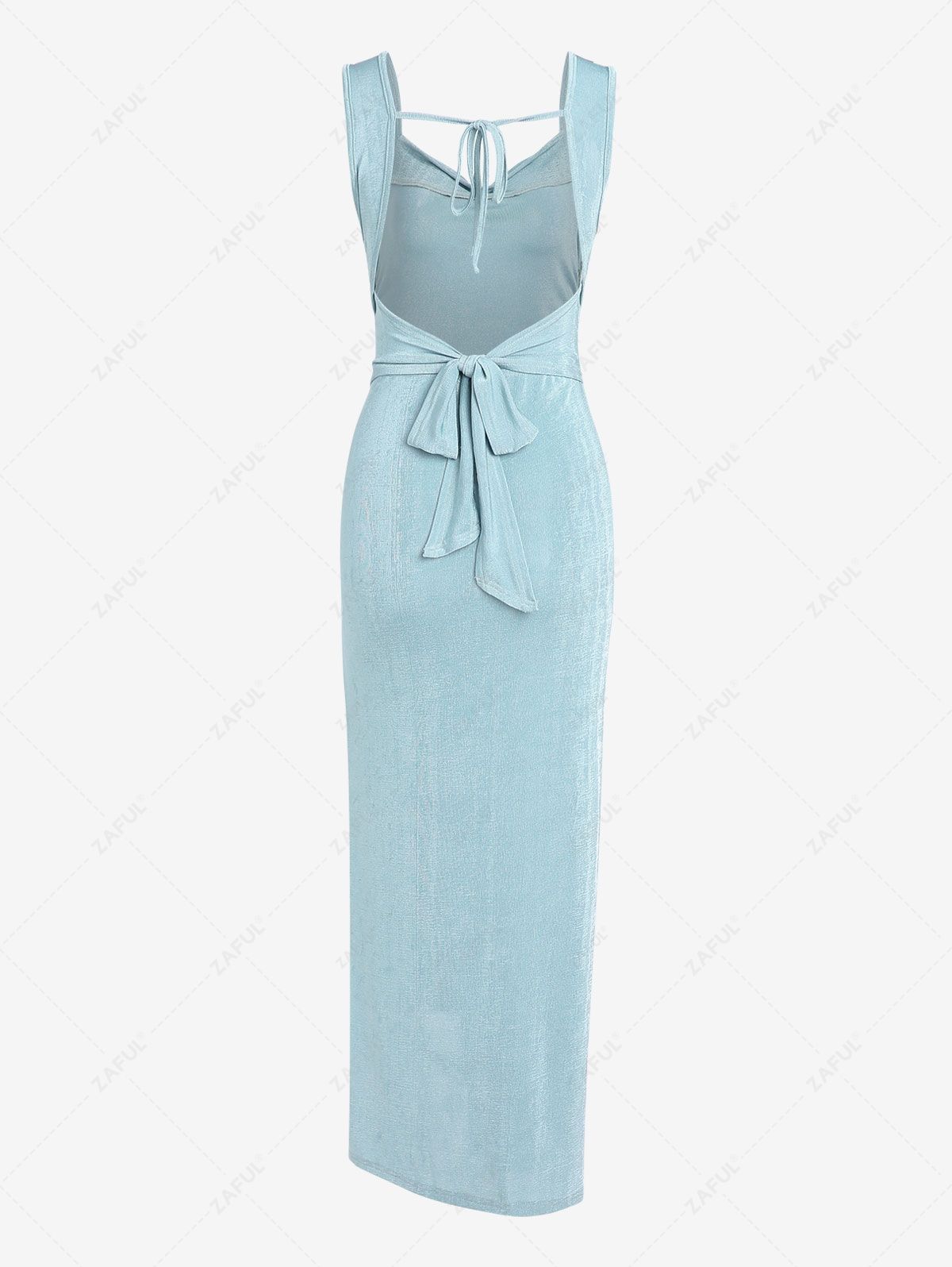 Maxi Dresses ZAFUL Jersey Cowl Front Backless Tie Split Maxi Vegas Dress