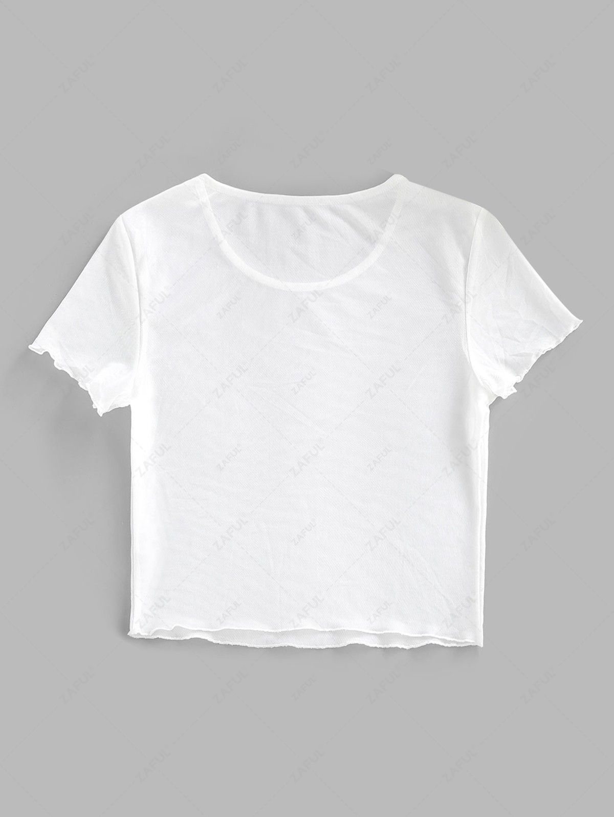 Tees ZAFUL Mesh Lettuce Cuff See Thru T Shirt