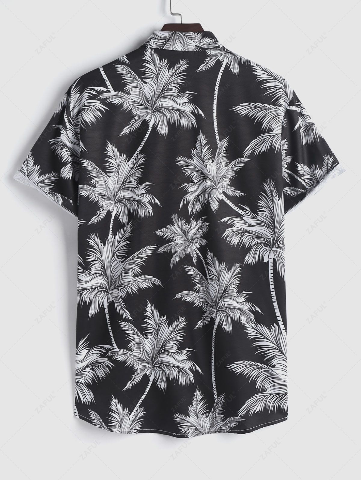 Men's Tropical Coconut Tree Print Hawaiian Summer Casual Beach Vacation Button Short Sleeve Shirt