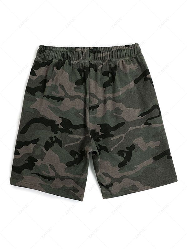 Camouflage Print Drawstring Sweat Shorts