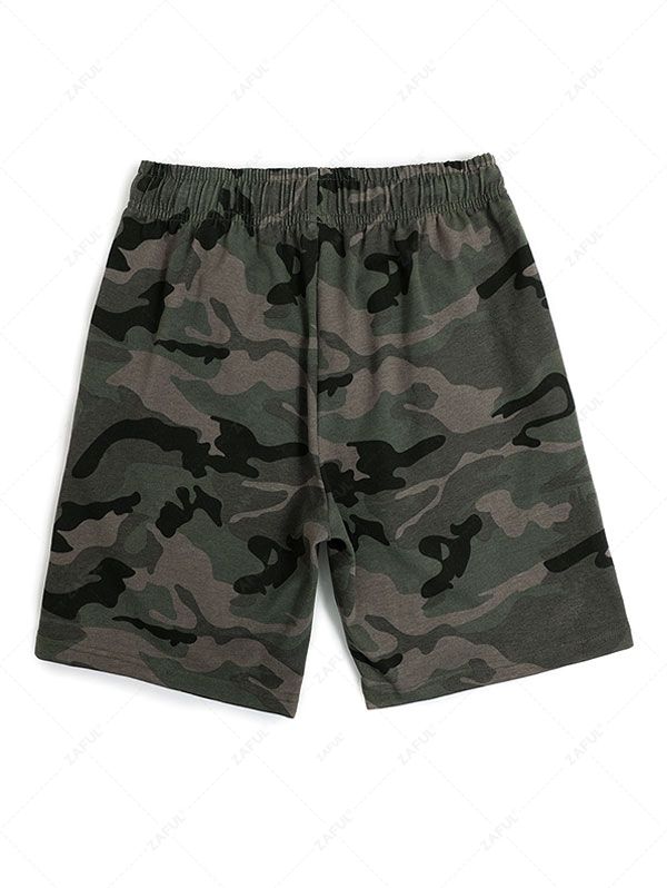   Zaful Camouflage Print Drawstring Sweat Shorts