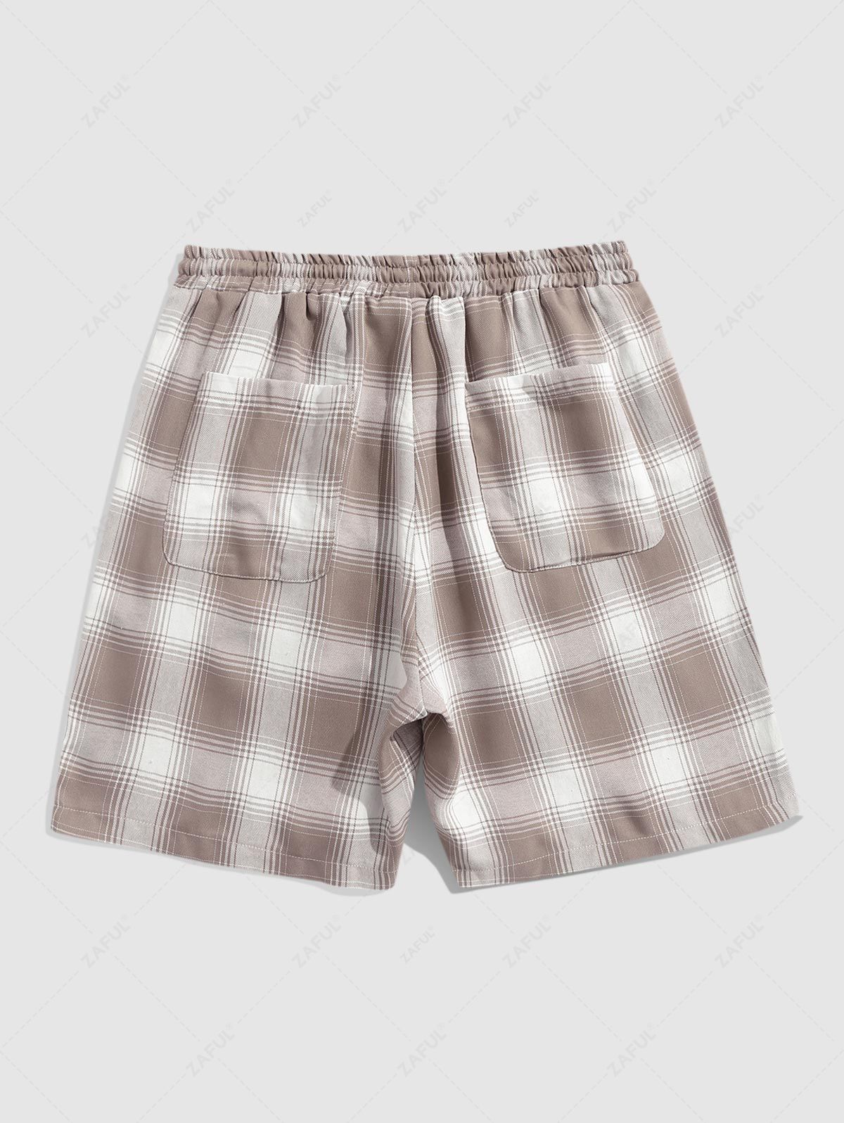  ZAFUL Gingham Drawstring Pocket Shorts