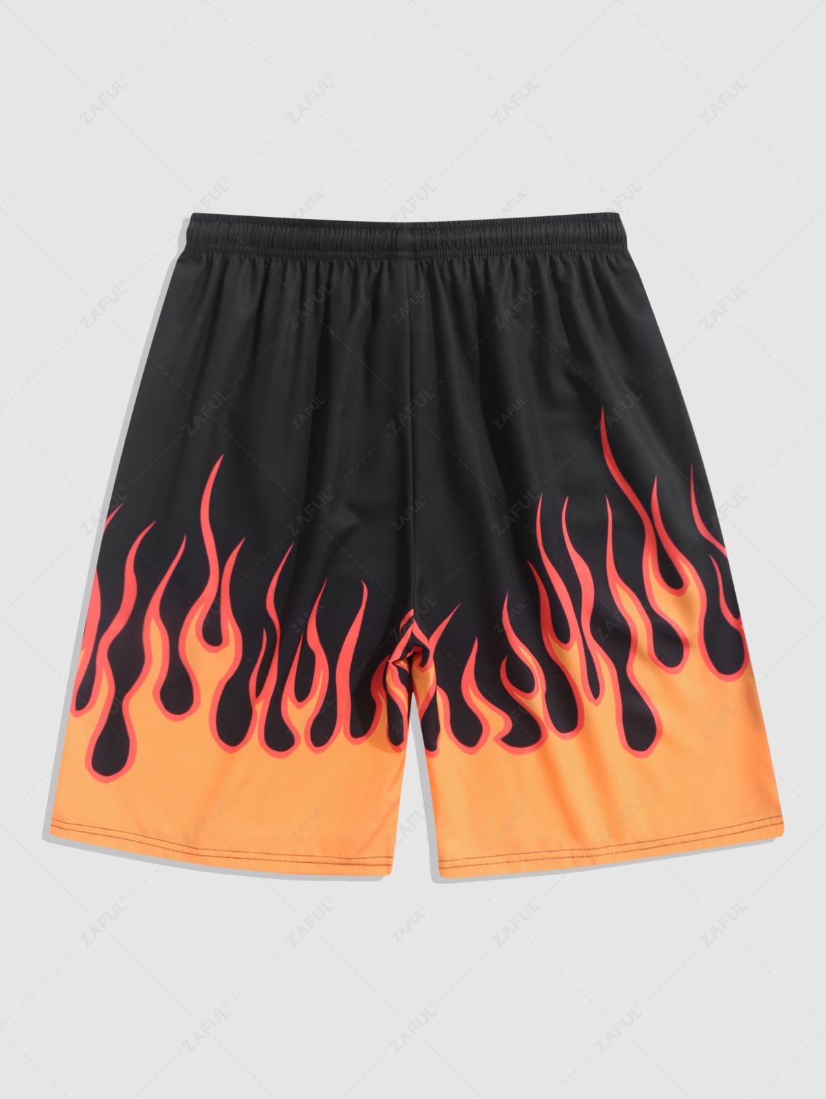 Flame Fire Printed Drawstring Board Shorts