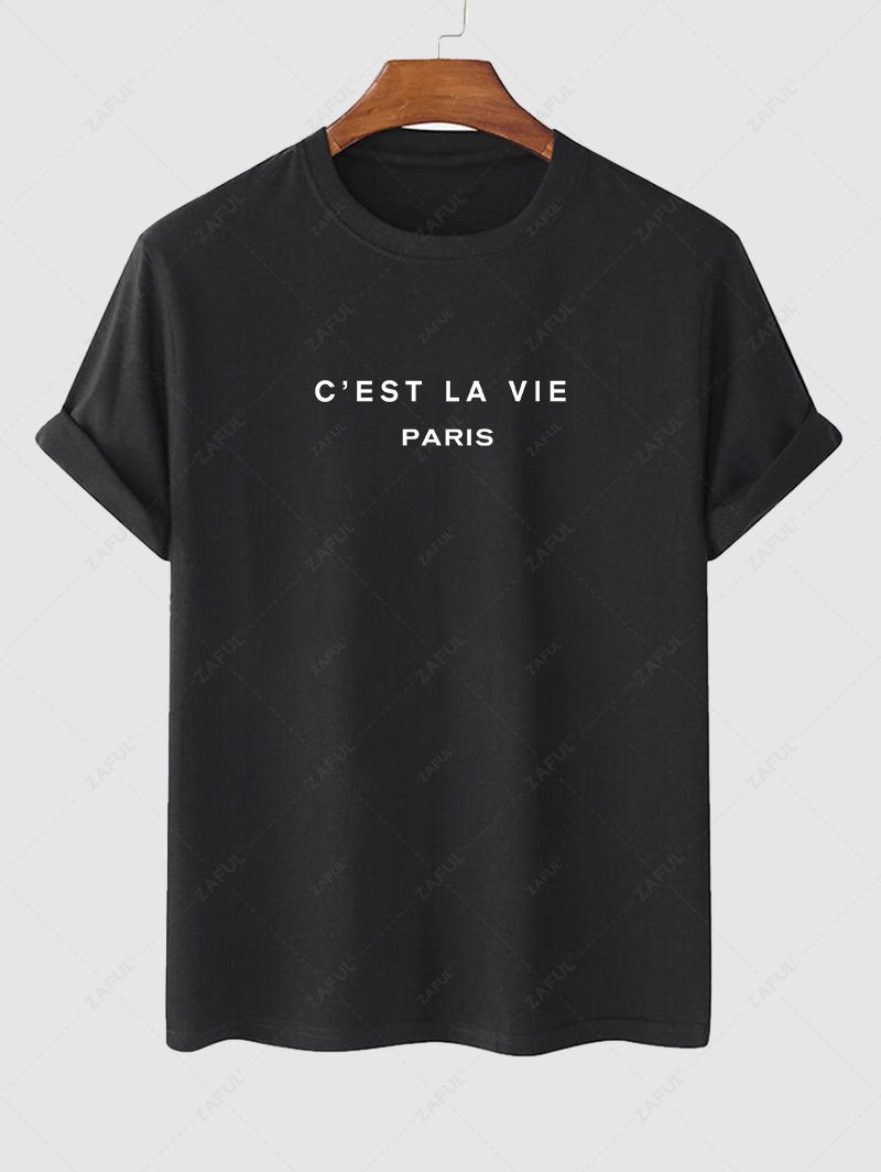 3Pcs C'EST LA VIE PARIS Pattern Short Sleeves Basic T-shirt