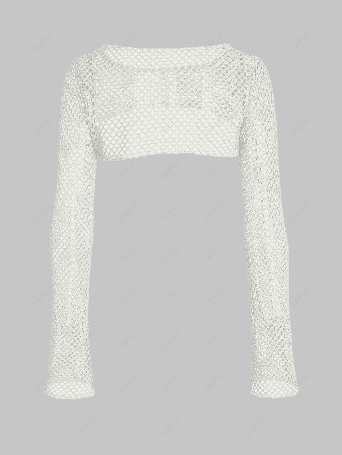 Tees ZAFUL Long Sleeve Sheer Fishnet Shrug Top