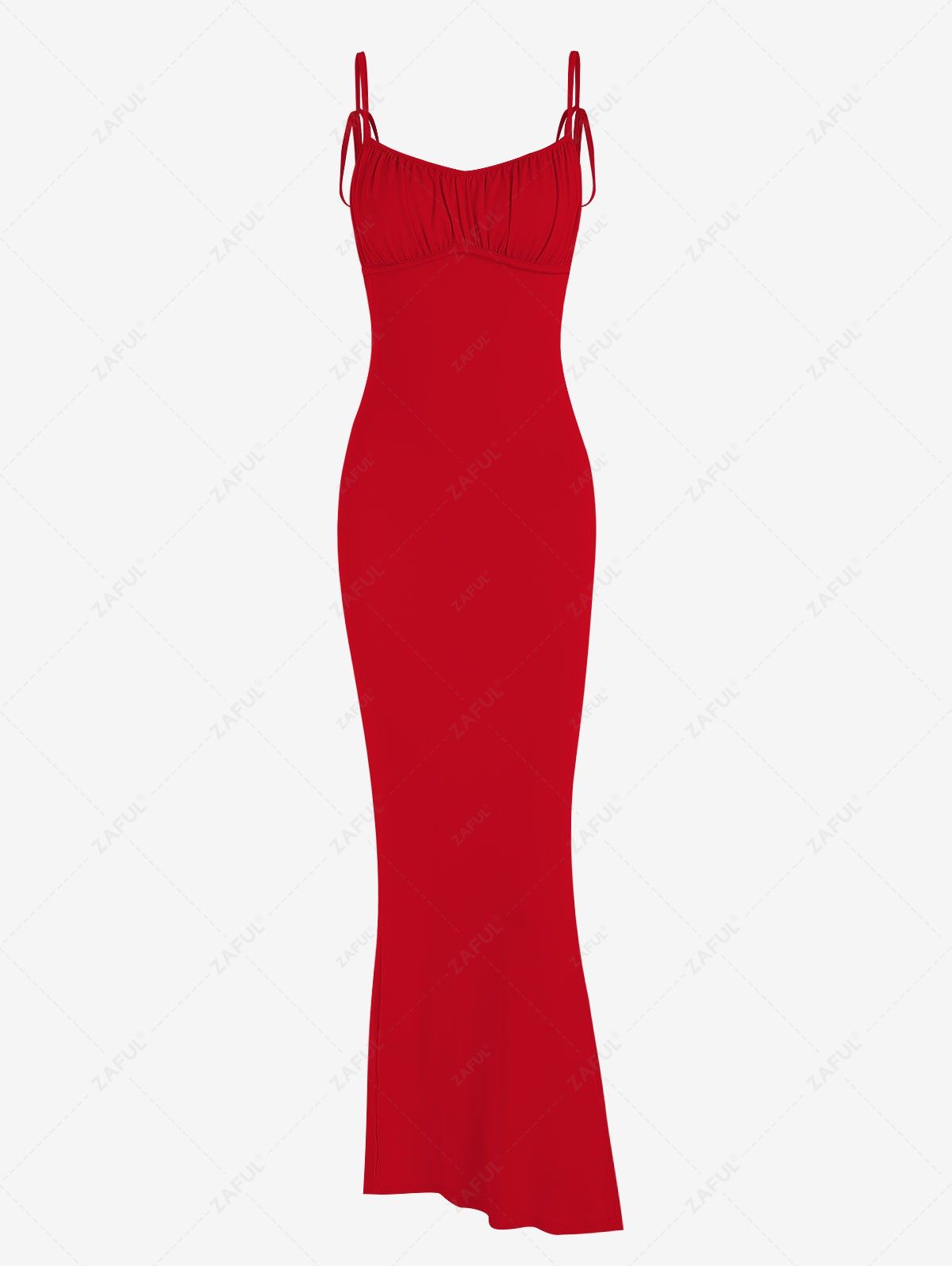 Maxi Dresses  Zaful Solid Color Backless Maxi Cami Dress with Multi-Way Spaghetti Straps, Ruched Empire Waist and Tie Cinched Slinky Design, perfect for Parties, Date Nights, Proms, Weddings and Valentine's Day