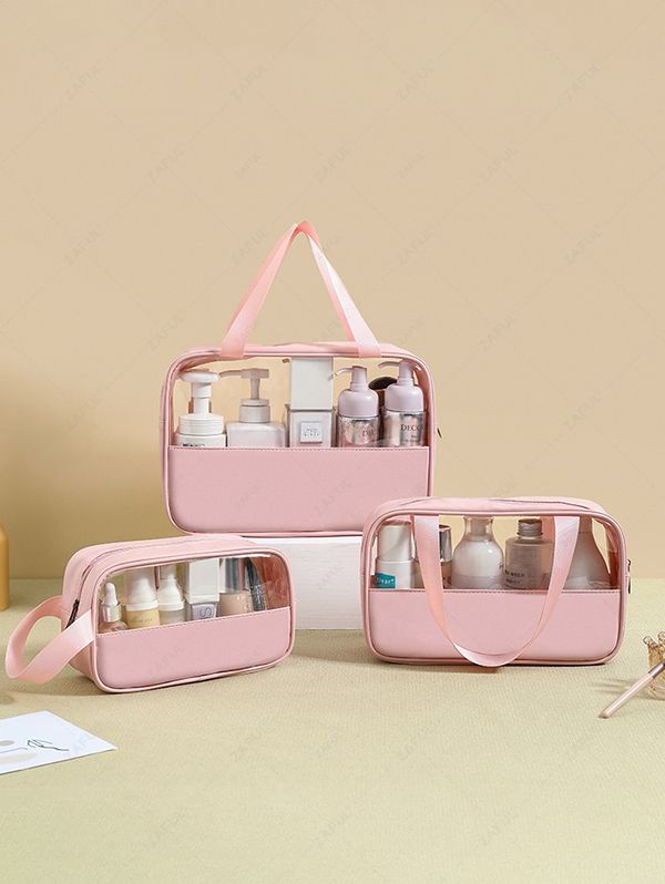 Women's PVC Transparent Clear Makeup Organizer Pouches Travel Toiletry Bag Cosmetic Bag Travel Wash Bag