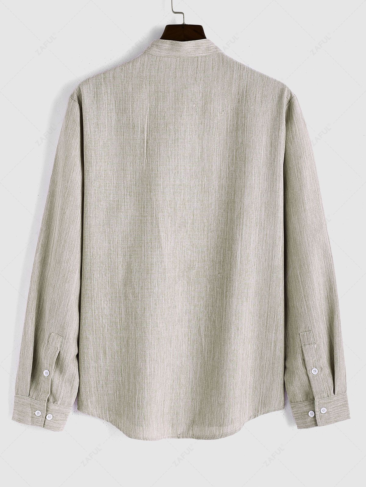 ZAFUL Men's Minimalist Basic Style Stand Collar Button Front Long Sleeves Shirt