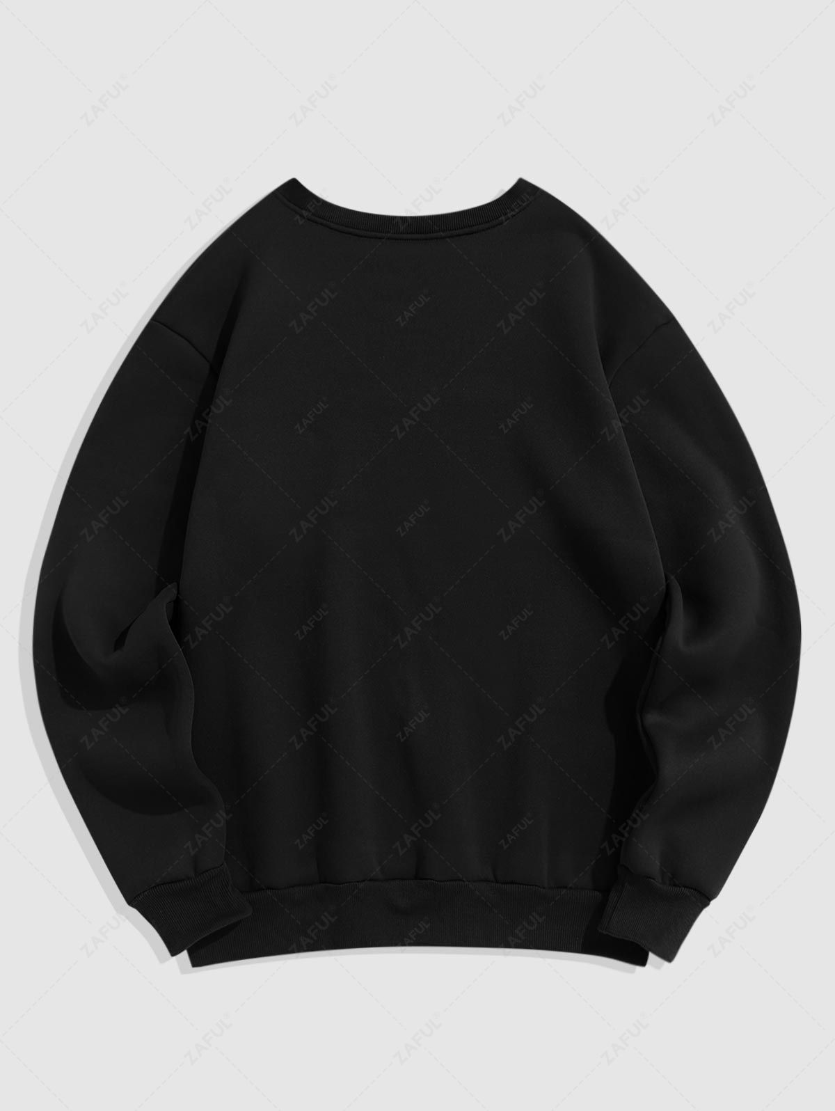  Men's PARIS Bear Graphic Pattern Fleece-lined Crew Neck Pullover Sweatshirt