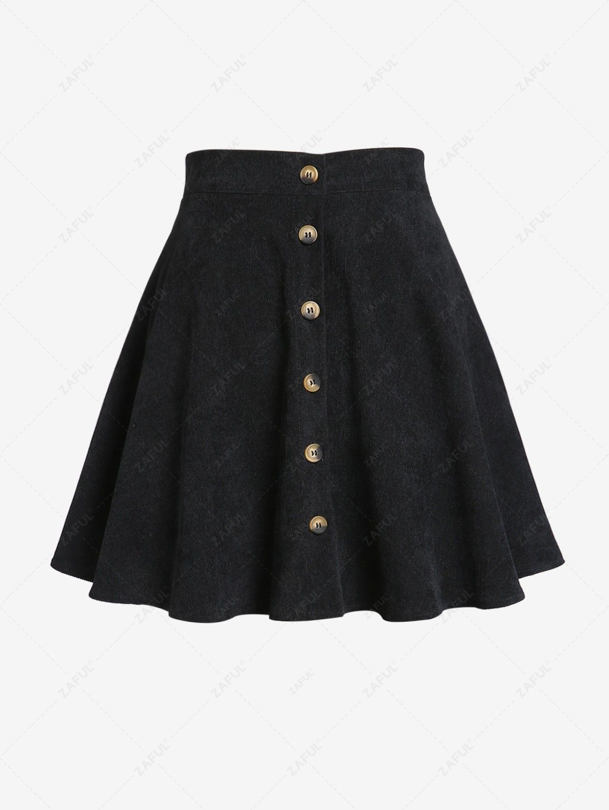   Zaful Women's Vintage Style Solid Color Button Up Corduroy Mini Skirt