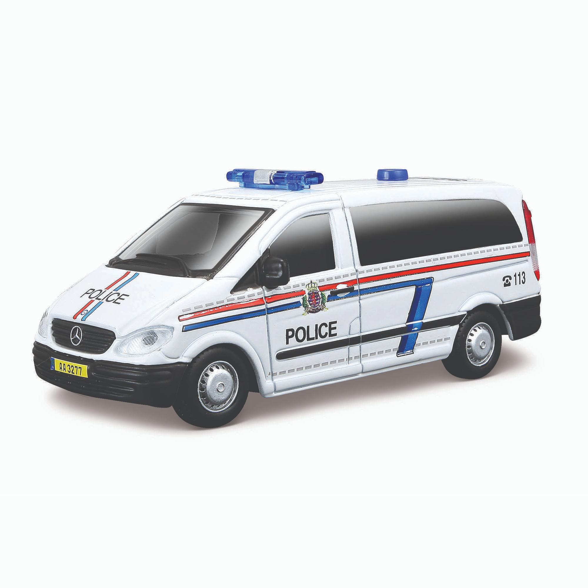 Bburago Коллекционная полицейская машинка Mercedes-Benz Vito, 1:50, белая