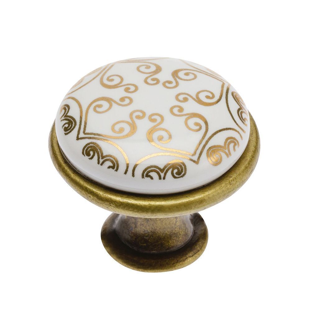 Ручка кнопка Ручка мебельная керамика кнопка GP-0728-J4-C (золотой орнамент)