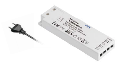 Блоки питания для светодиодных лент Блок питания для светодиодов SLIM EASY CLICK 220/12V 60W IP20, с mini amp и проводом 1,5м