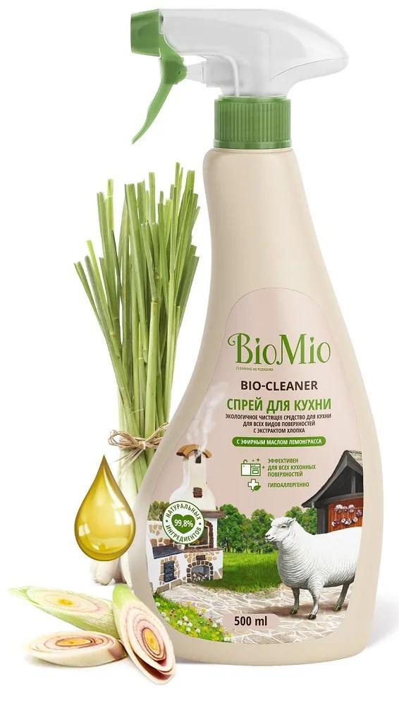 Экологичное чистящее средство BioMio Bio-Cleaner, спрей для кухни, с маслом лемонграсса, 500мл