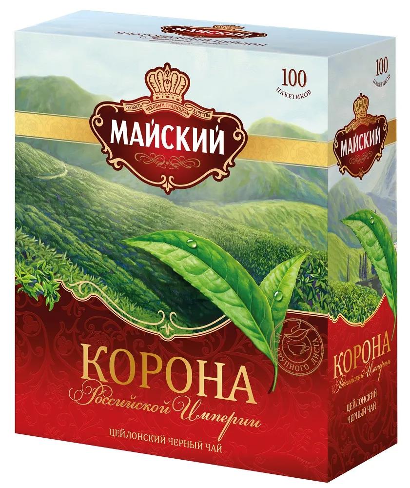 Черный чай Майский "Корона Российской Империи", 100 пакетиков