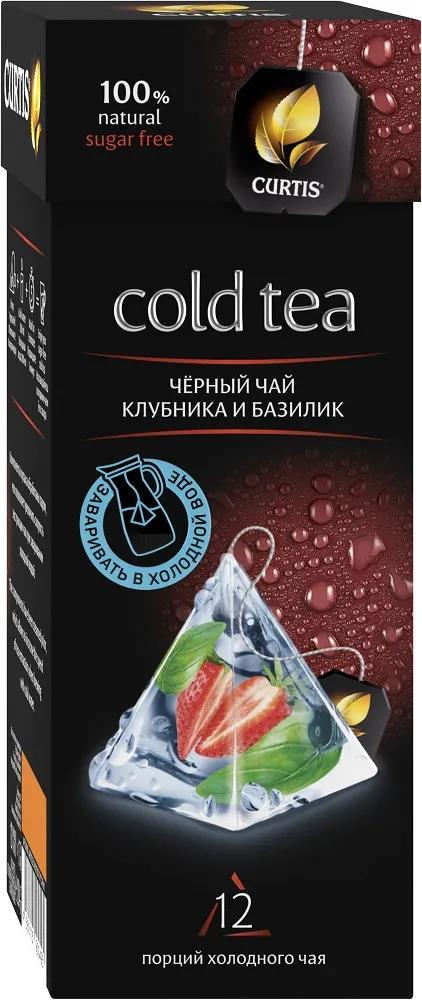 Чай черный Curtis Cold tea "Клубника и базилик", 12 пирамидок