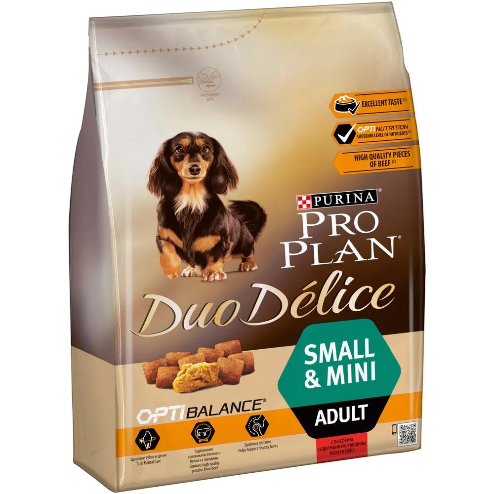 Сухой корм ProPlan Duo Delice для взрослых собак мелких и карликовых пород, говядина, 2,5кг