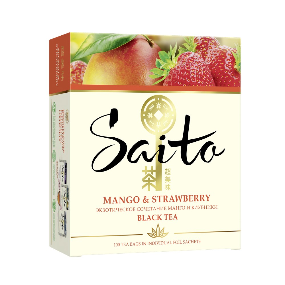Чай черный Saito Mango&Strawberry, 100 пакетиков