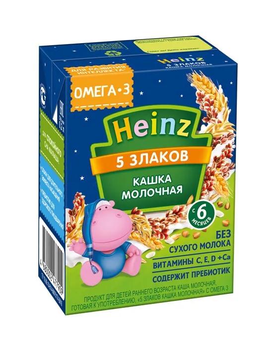 Каша Heinz молочная жидкая "5 злаков", 200мл