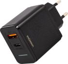 Зарядное устройство Unbroke USB + Type-C, модель UN-1 (QC3.018) + PD18 Led индикатор зарядки, черный