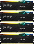 Оперативная память Kingston DDR5 64Gb (4x16Gb) 5200MHz Fury Beast Black RGB (KF552C40BBAK4-64)