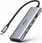 Разветвители USB USB концентратор (хаб) Ugreen Premium 6 в 1, 3 х USB 3.0, HDMI, SD/TF (60383)