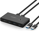 Разветвители USB  Холодильник Разветвитель портов с переключателем Ugreen 4 х USB 3.0 (30768)