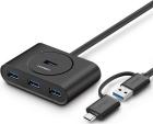 Разветвители USB  Холодильник Разветвитель USB Ugreen USB-A - с переходником USB-C USB 3.0, 1 м, черный (40850)