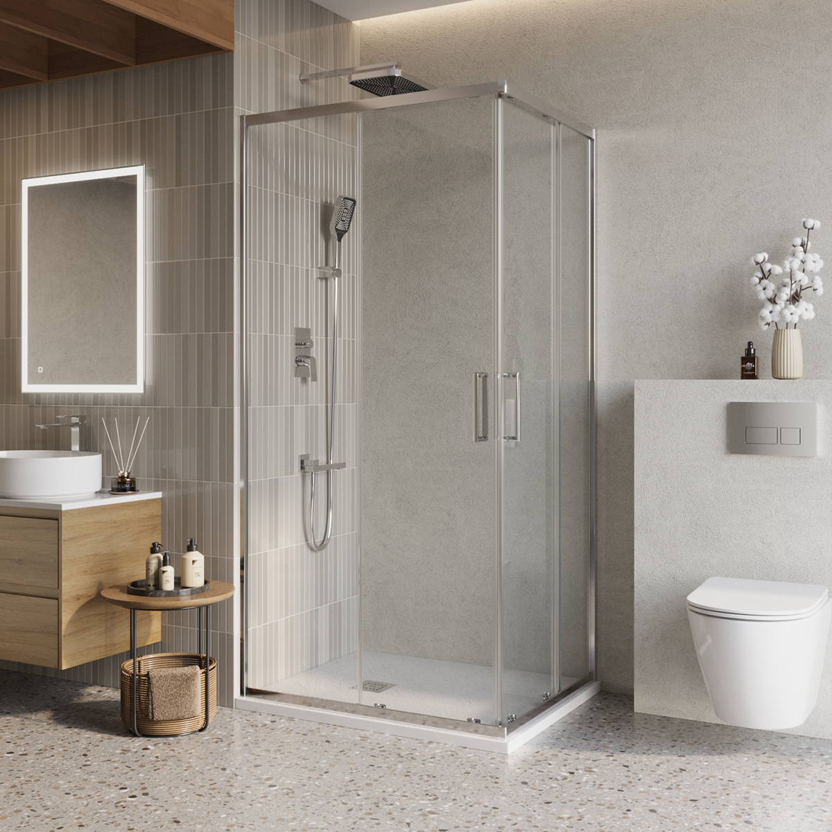 Душевой уголок BelBagno Luce 120x90 LUCE-AH-2-120/90-C-Cr стекло прозрачное, профиль хром, без поддона