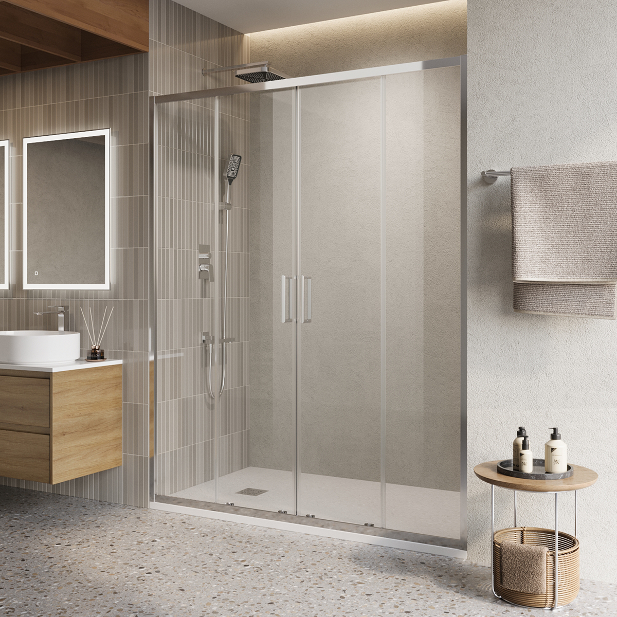 Душевая дверь в нишу BelBagno Luce 150x195 LUCE-BF-2-150-C-Cr стекло прозрачное, профиль хром