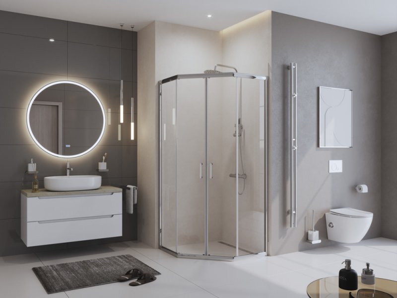 Душевой уголок BelBagno Uno 100x100 UNO-195-P-2-100-C-Cr стекло прозрачное, профиль хром, без поддона