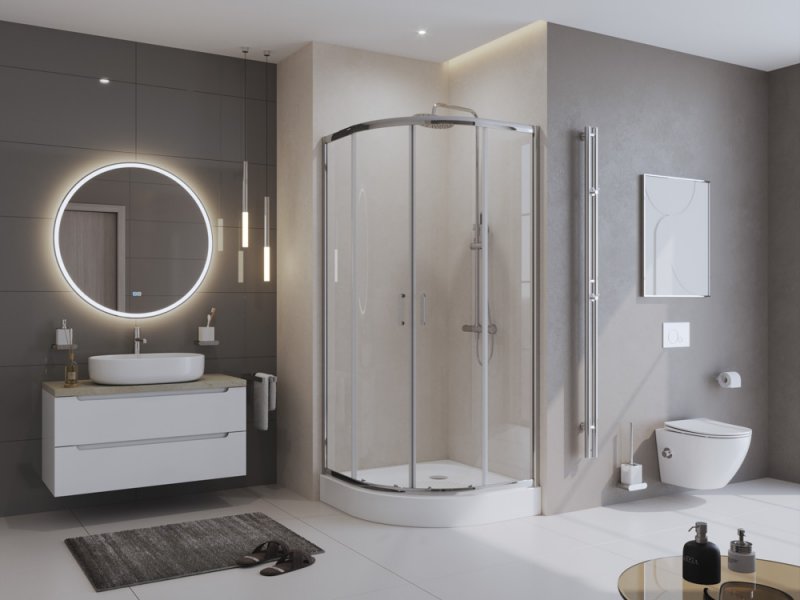 Душевой уголок BelBagno Uno 90x90 UNO-195-R-2-90-C-Cr стекло прозрачное, профиль хром, без поддона