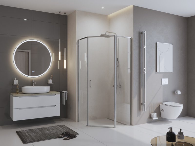 Душевой уголок BelBagno Uno 100x100 UNO-195-P-1-100-C-Cr стекло прозрачное, профиль хром, без поддона