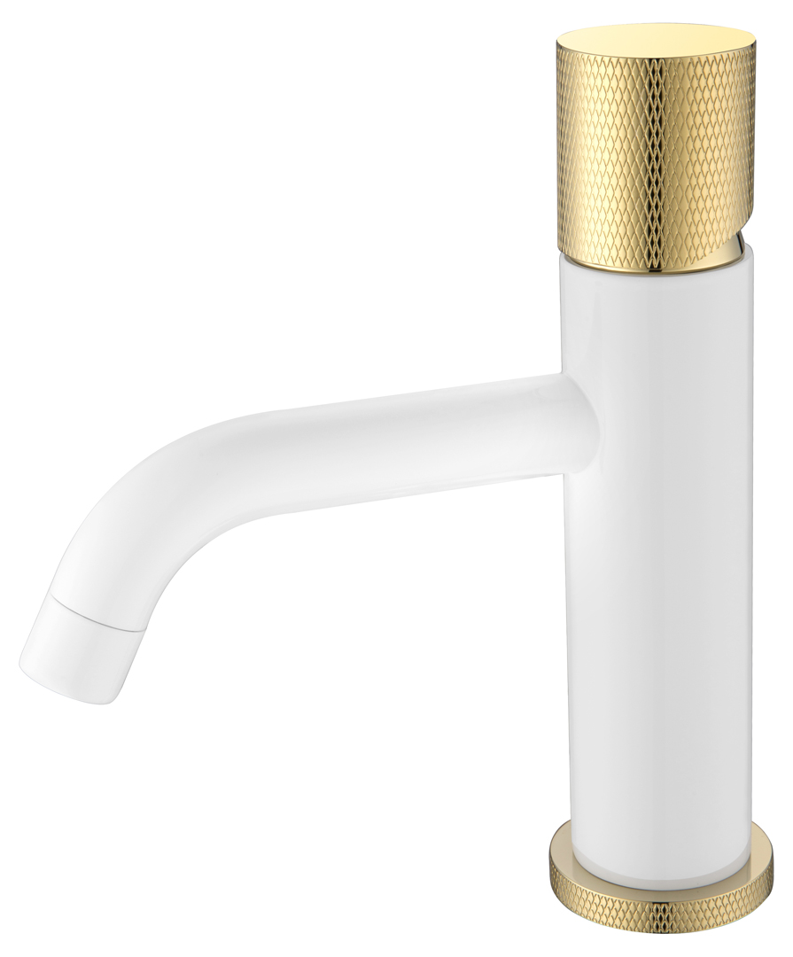 Смеситель для раковины Boheme Stick White Touch Gold 121-WG.2 белый, матовое золото