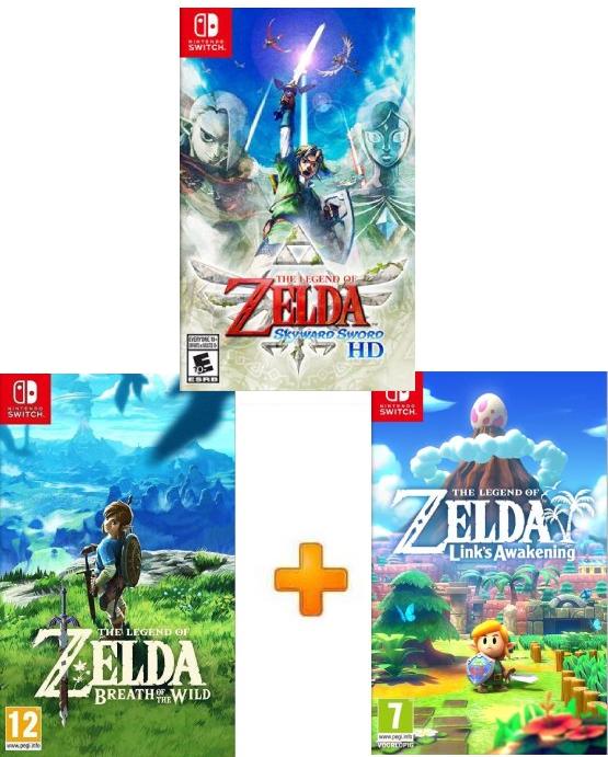 ИгроПак для Nintendo Switch: Legend of Zelda: Skyward Sword HD + The Legend of Zelda: Breath of the Wild + The Legend of Zelda: Link's Awakening