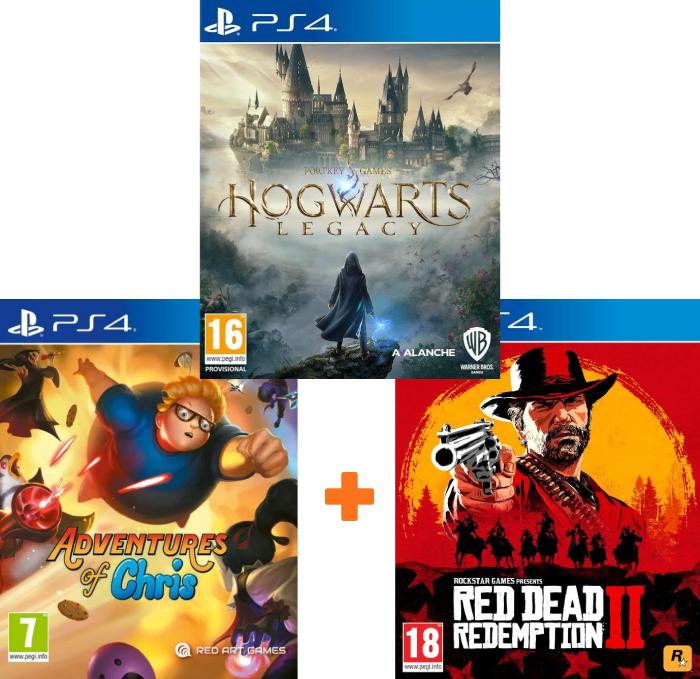 ИгроПак для PS4: Hogwarts Legacy + Red Dead Redemption 2 + Adventures of Chris