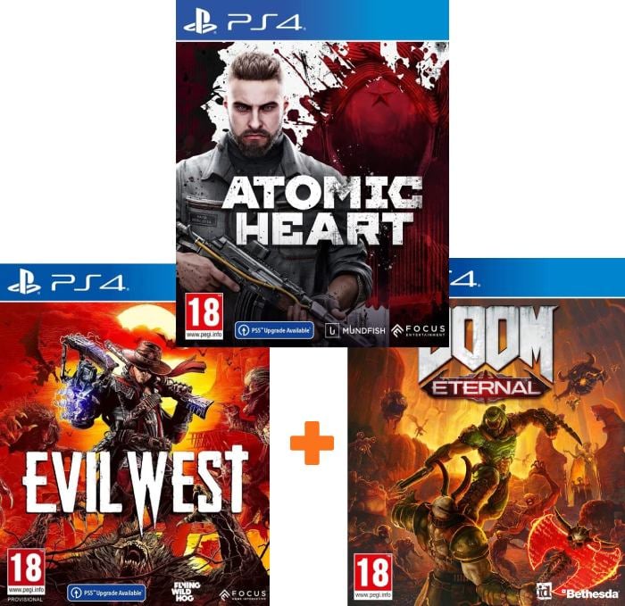 ИгроПак для PS4: Atomic Heart + Doom Eternal + Evil West