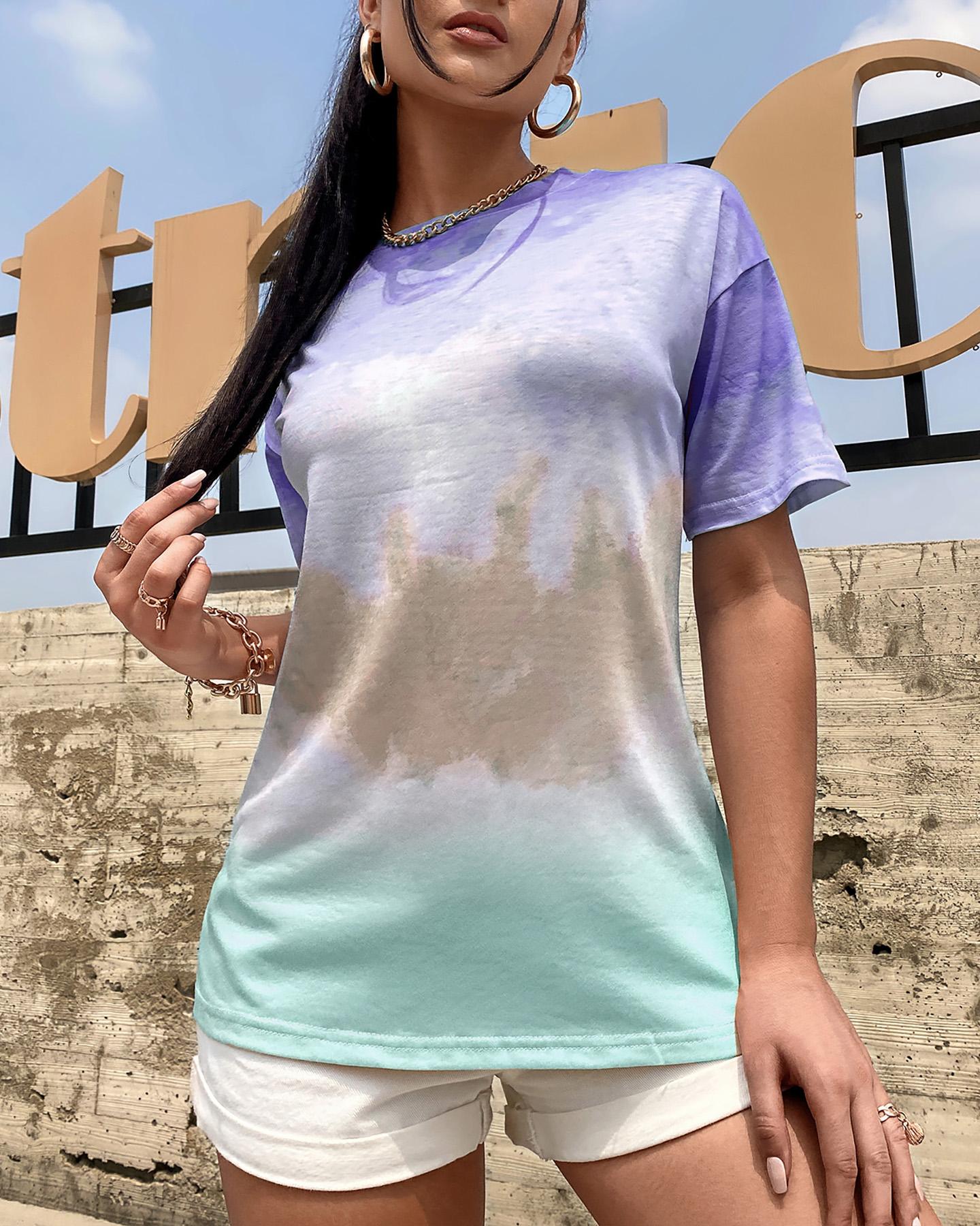 Tie Dye Print Short Sleeve T-shirt