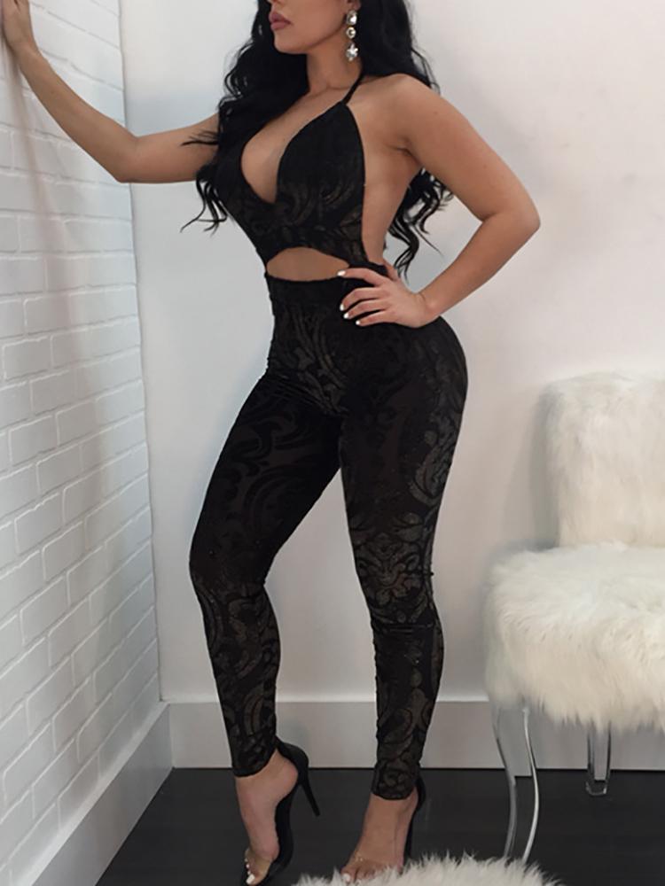 Sexy Halter Cutout Open Back Jumpsuit