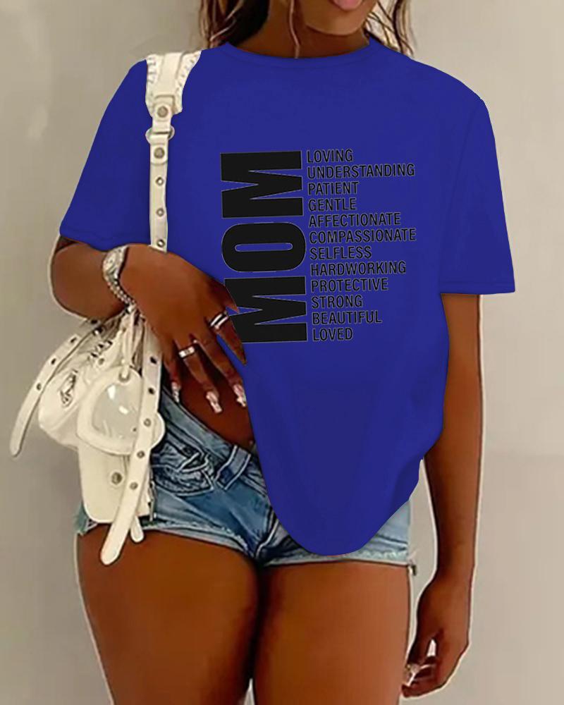 Plus Size Mother's Day Mom Letter Print Casual T-shirt