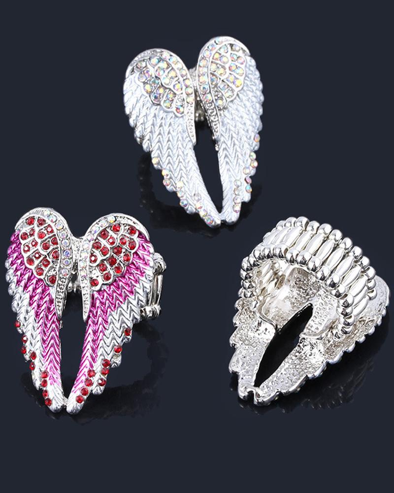 1pc Angel Wings Rhinestone Ring