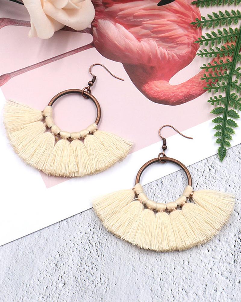 1Pair Bohemian Scallop Shaped Geometric Hook Earrings