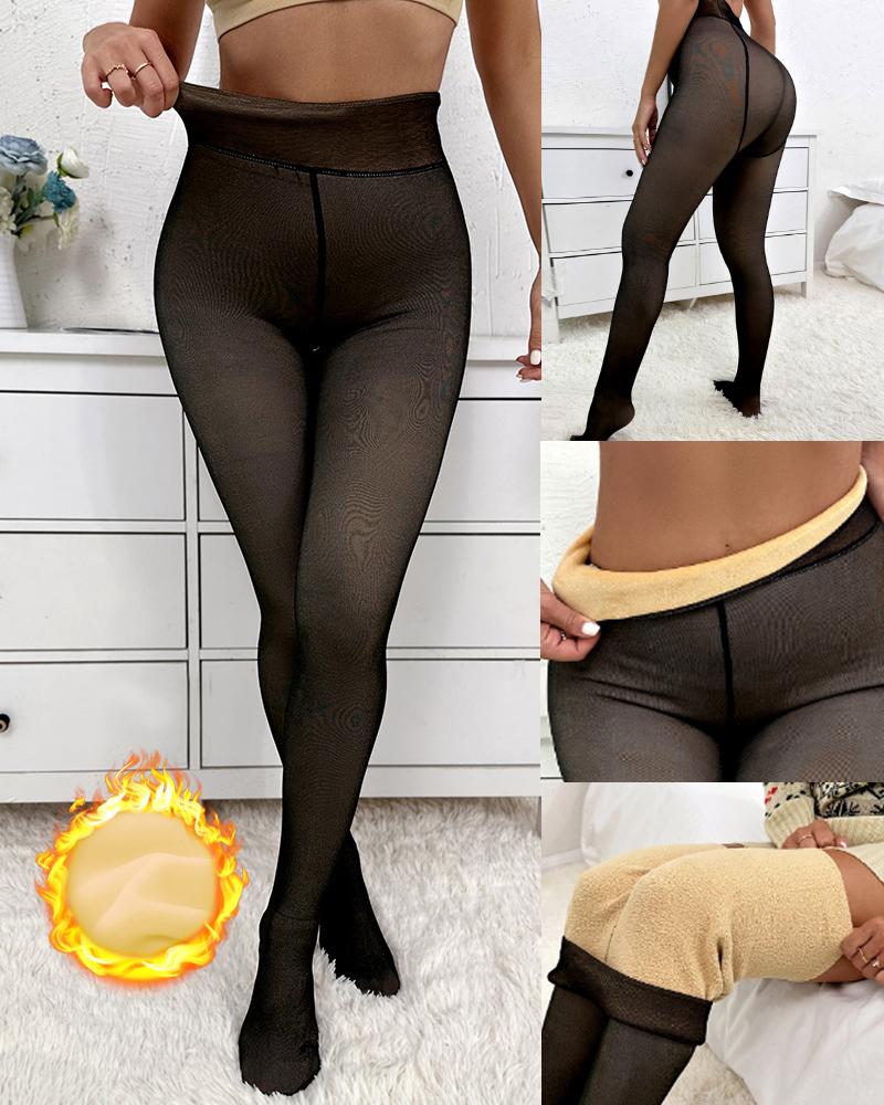 High Waist Thermal Warm Fleece Lined Tights