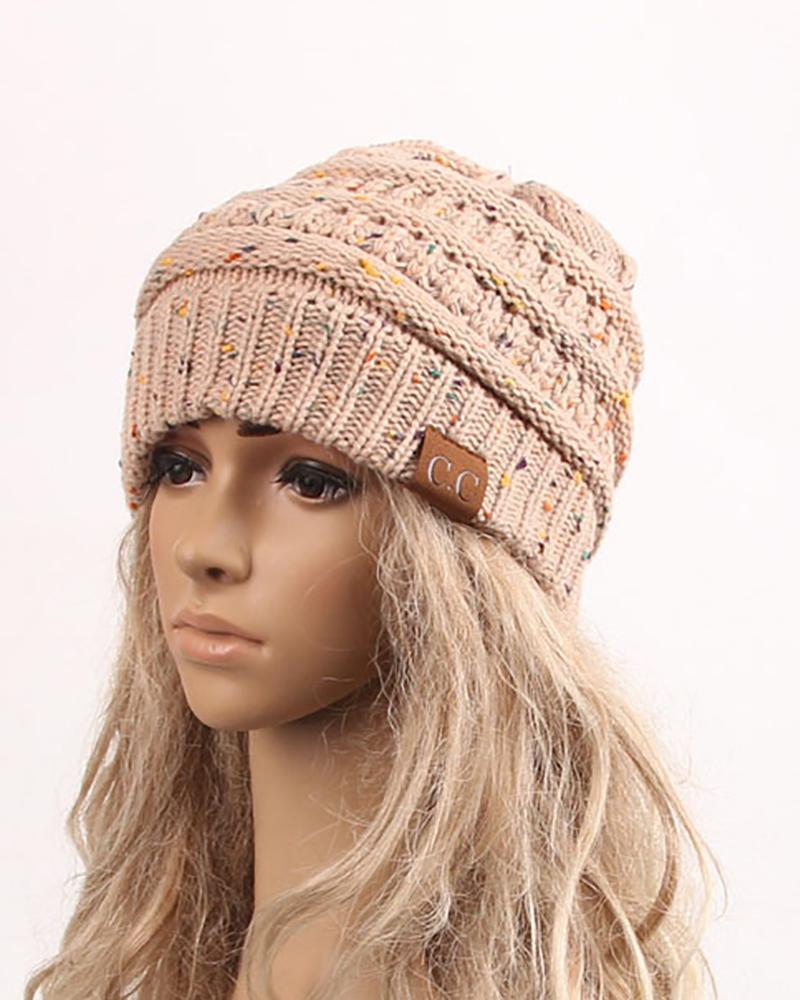 Label Decor Colorblock Braided Beanie For Adult