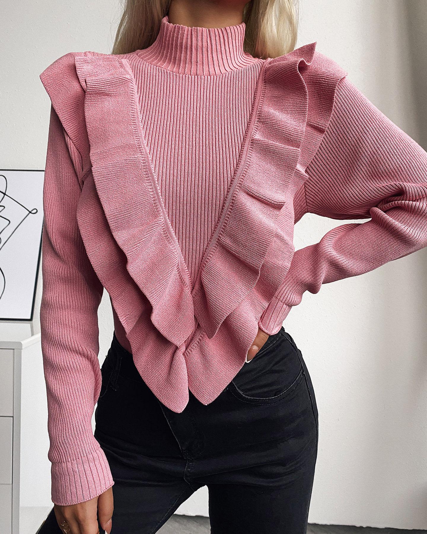 Long Sleeve Ribbed Layered Ruffles Top