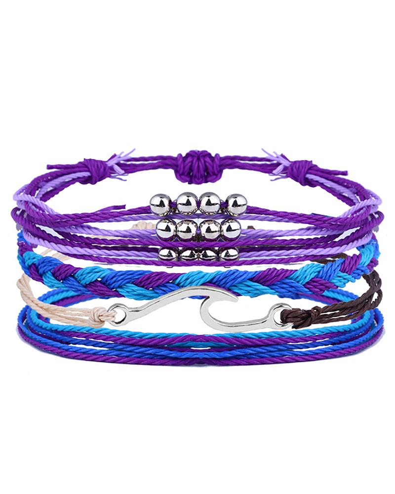 4pcs Bohemian Colorful Braided Beaded Clan Bracelets