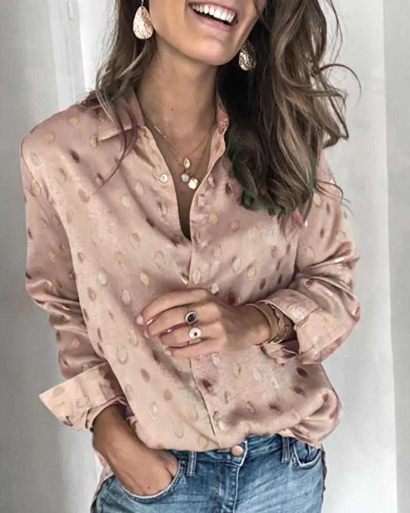 Dot Print Long Sleeve Casual Shirt