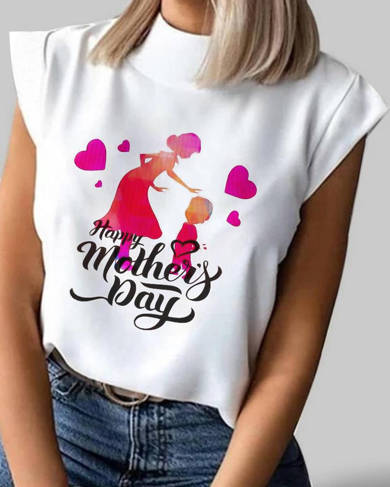 T-shirt & Tees Happy Mother's Day Print Casual T-shirt