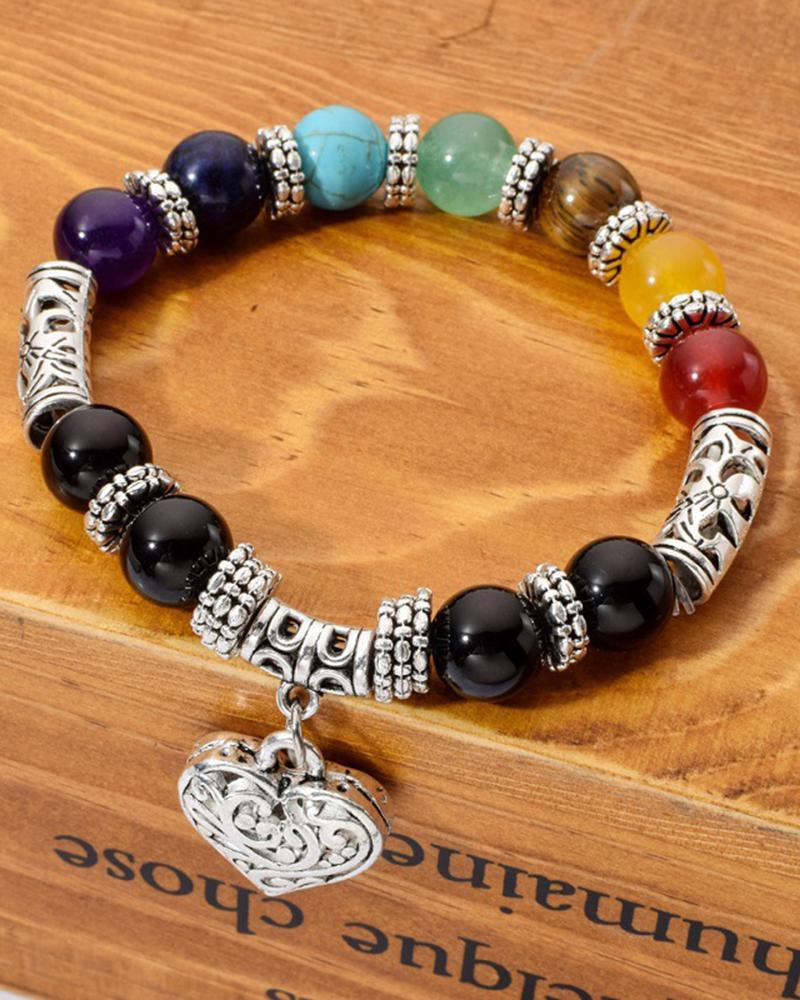 1pc Crystal Stone Beaded Heart Pattern Bracelet